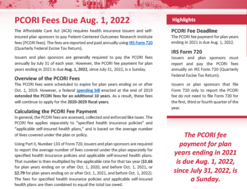 PCORI Fees Due Aug 1, 2022