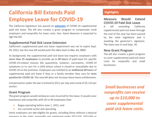 California Passes Bill Extending Paid Employee Leave for Covid