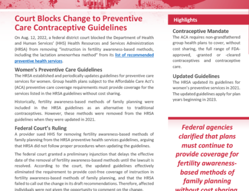 Court Blocks Change to Preventive Care Contraceptive Guidelines