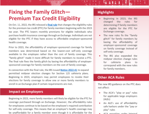 Fixing the Family Glitch Premium Tax Credit Eligibility